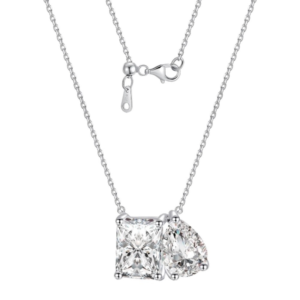 14k Pear and Emerald Toi Et Moi Necklace